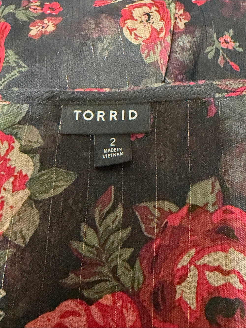 Torrid Size 2X Floral Sheer Bell Sleeve Babydoll Blouse | Boho Romantic Top - Picture 7 of 9